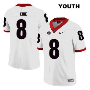 Youth Georgia Bulldogs NCAA #8 Lewis Cine Nike Stitched White Legend Authentic College Football Jersey QWF2254LK